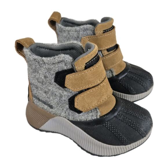 Sorel Toddler 8 Waterproof Winter Boots Gray Tan Suede Felt Duck Boot - Picture 1 of 10